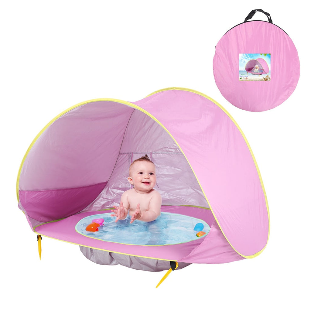 Kids' Beach Tent with Pop Up Sun Shade for Waterproof Dome Shelter with Built-In Pool - Image 2