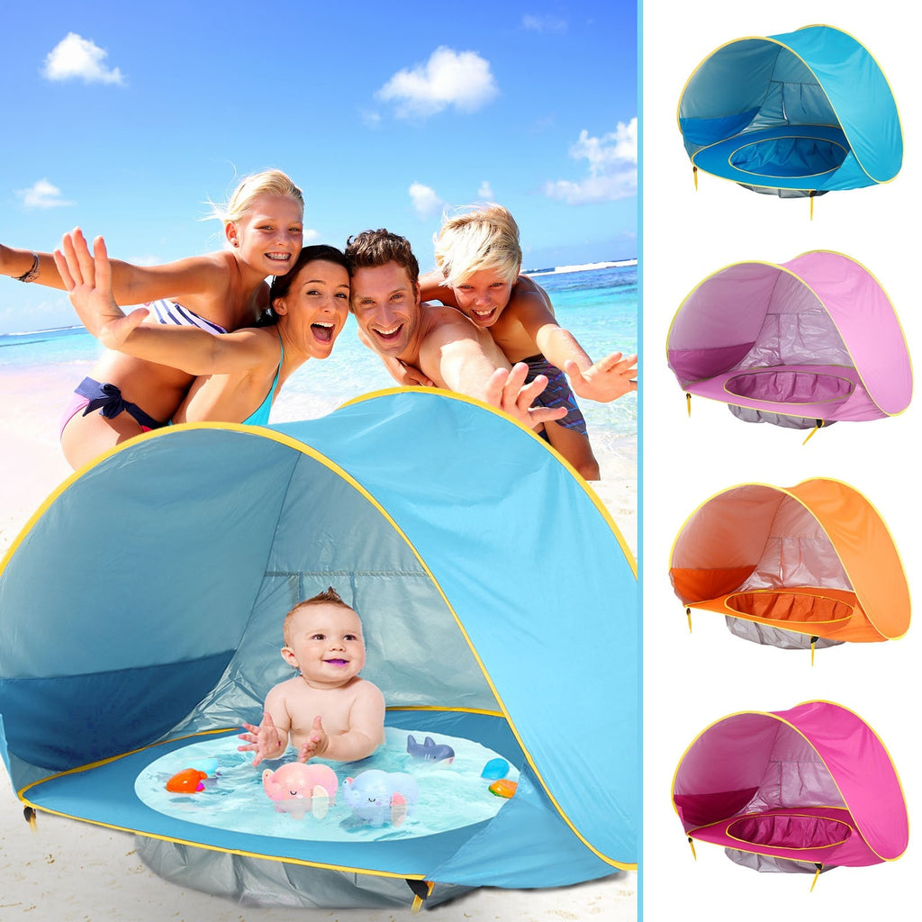 Kids' Beach Tent with Pop Up Sun Shade for Waterproof Dome Shelter with Built-In Pool - Image 9