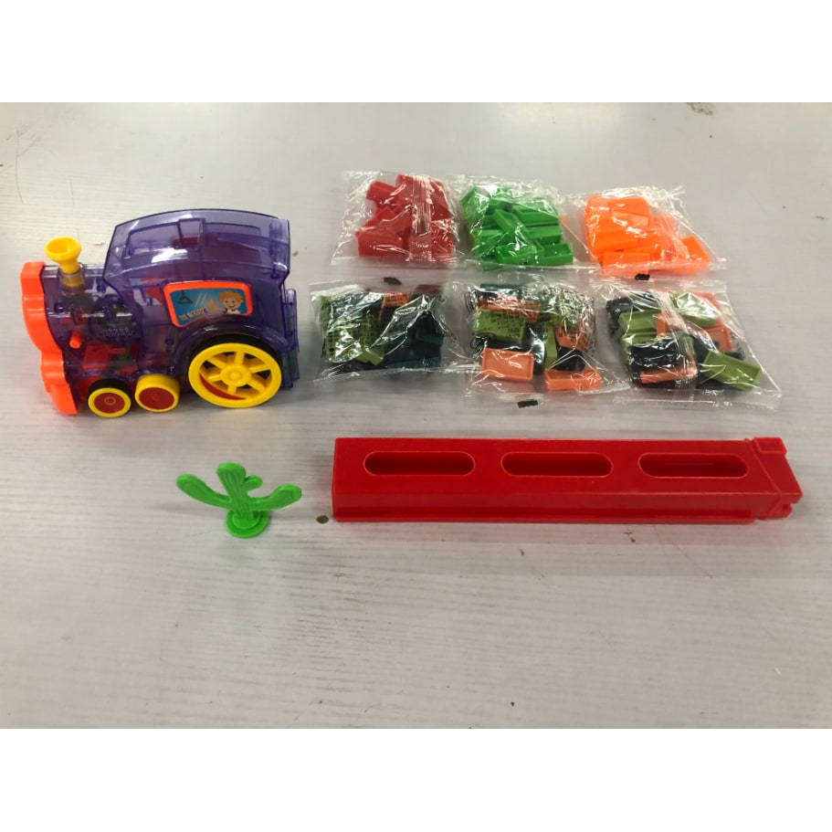 Kids' Domino Train Toy Game with Automatic Dispenser Electric Steam Locomotive Mexican Dominoes Set - Image 21