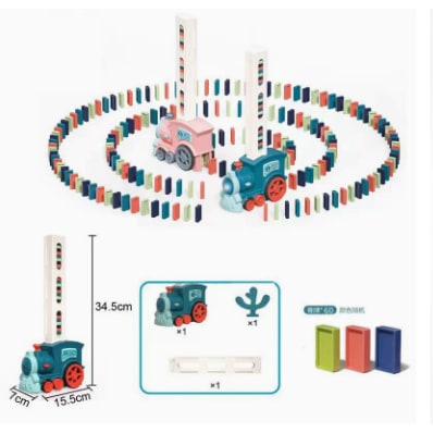 Kids' Domino Train Toy Game with Automatic Dispenser Electric Steam Locomotive Mexican Dominoes Set - Image 3