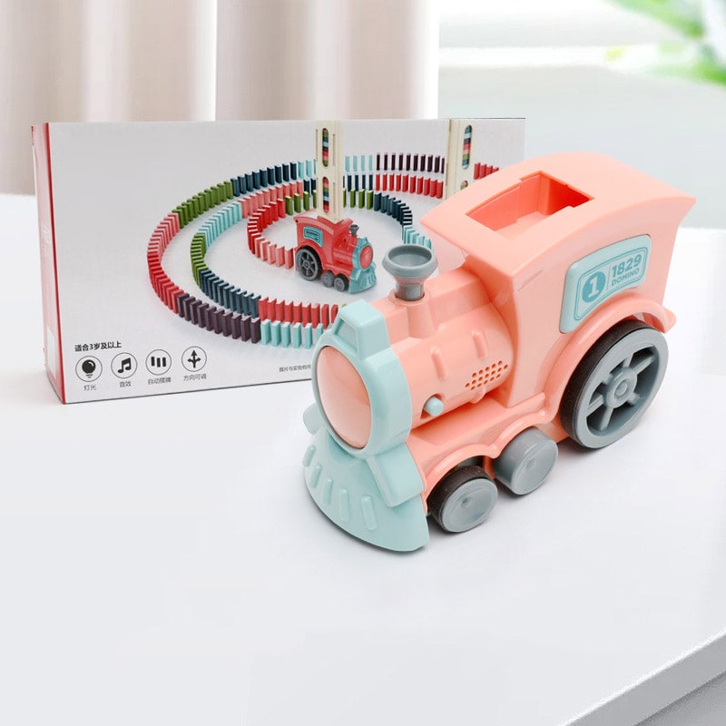 Kids' Domino Train Toy Game with Automatic Dispenser Electric Steam Locomotive Mexican Dominoes Set - Image 8