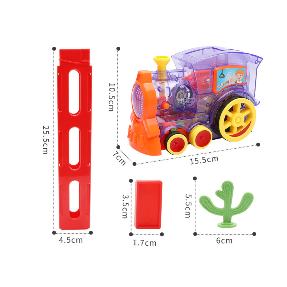 Kids' Domino Train Toy Game with Automatic Dispenser Electric Steam Locomotive Mexican Dominoes Set - Image 9