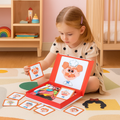 Kids''' Dress Up Dolls Magnetic Face Puzzle Book with Character Cards and Storage - Image 1