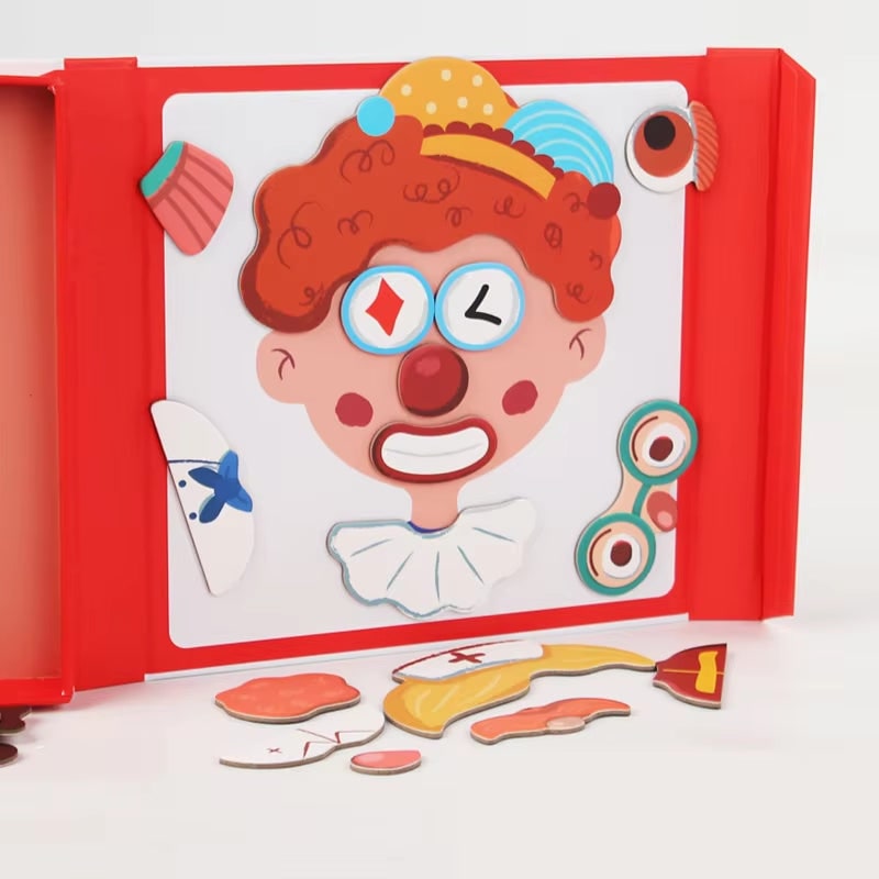 Kids''' Dress Up Dolls Magnetic Face Puzzle Book with Character Cards and Storage - Image 5