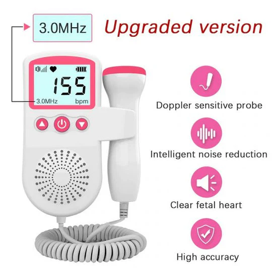 Kids' Fetal Doppler Pregnancy Monitor at Home with Backlit Lcd Display and Handheld Probe - Image 7