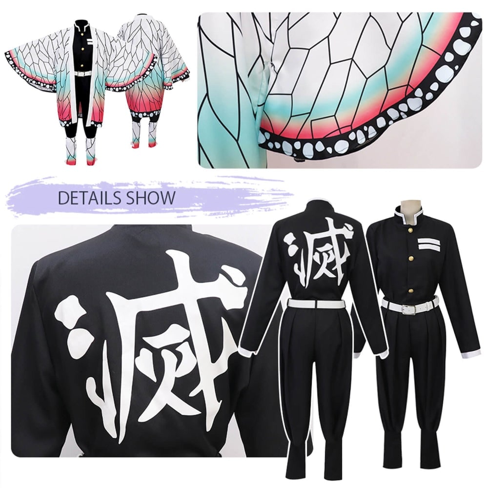 Kids' Halloween Anime Cosplay Costume and Outfit Set with Kimono Haori Jacket and Wide Leg Wraps - Image 10