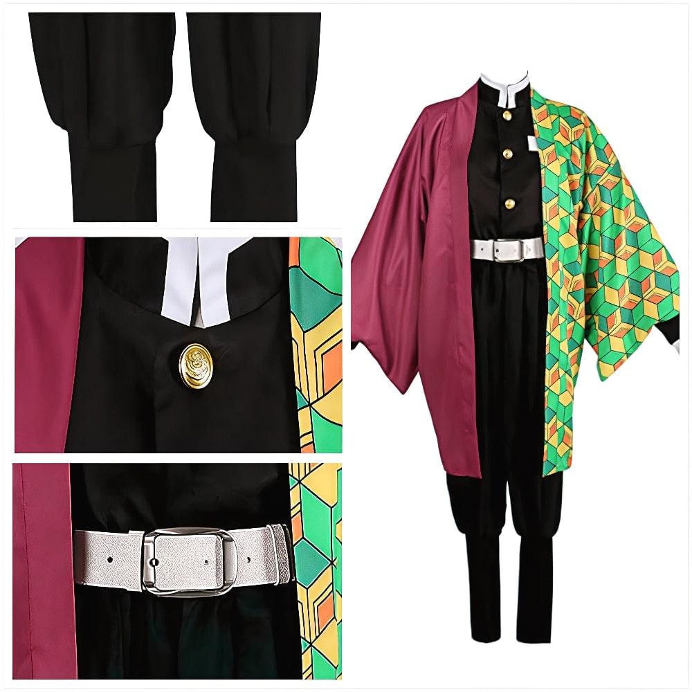 Kids' Halloween Anime Cosplay Costume and Outfit Set with Kimono Haori Jacket and Wide Leg Wraps - Image 12