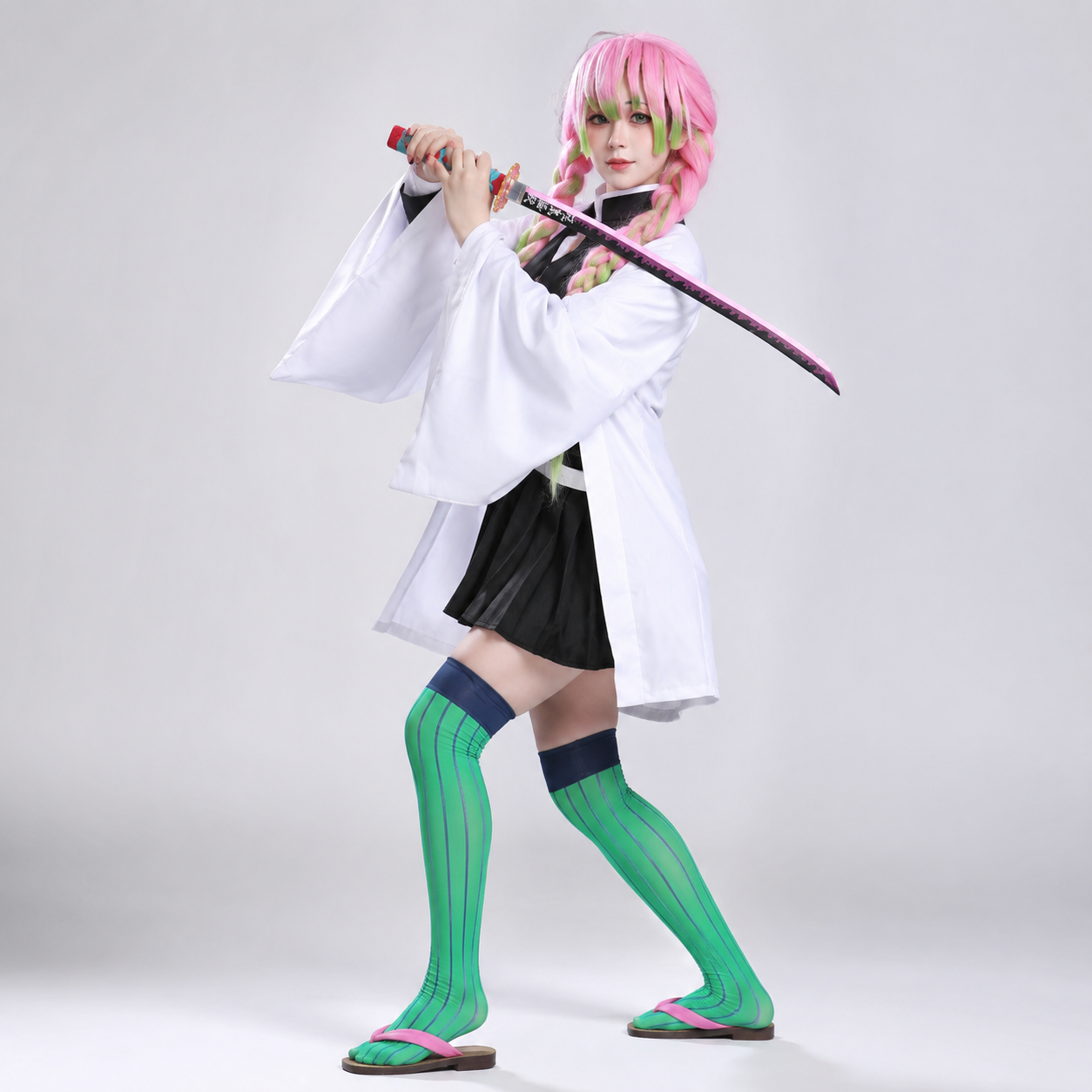 Kids' Halloween Anime Cosplay Costume and Outfit Set with Kimono Haori Jacket and Wide Leg Wraps - Image 14
