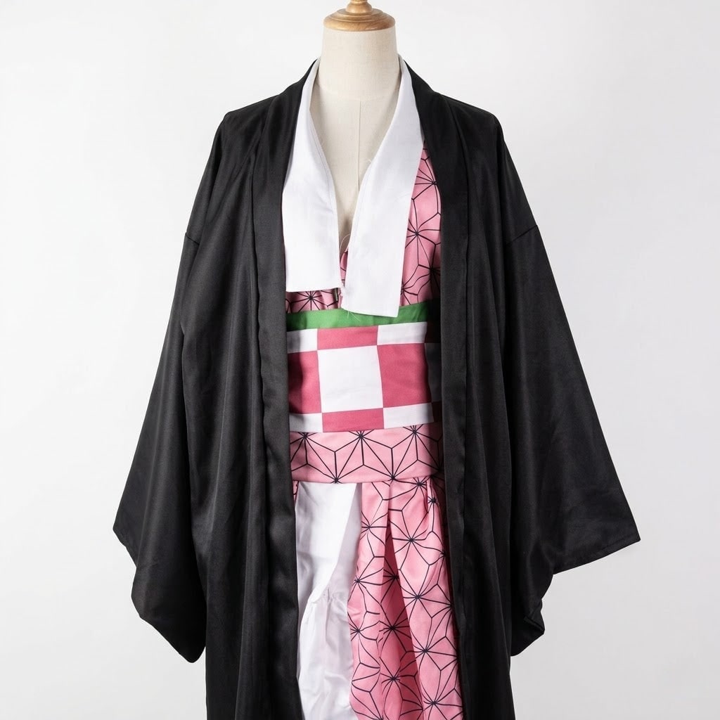 Kids' Halloween Anime Cosplay Costume and Outfit Set with Kimono Haori Jacket and Wide Leg Wraps - Image 2