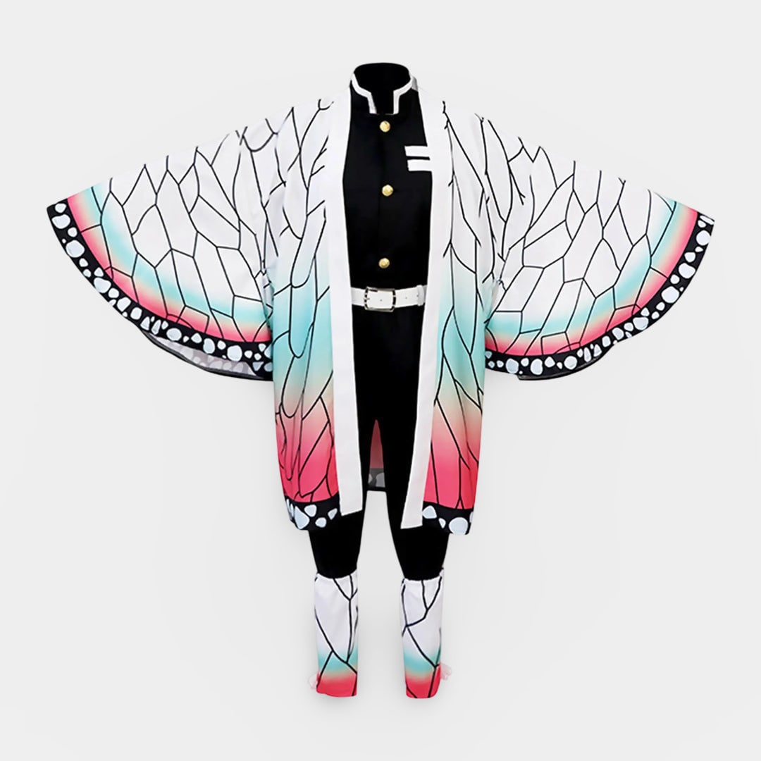 Kids' Halloween Anime Cosplay Costume with Butterfly Kimono Jacket Five-Piece Set - Image 3
