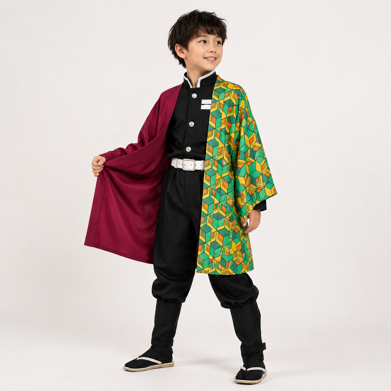 Kids' Halloween Anime Cosplay Costume with Haori Jacket and Character for Party - Image 1