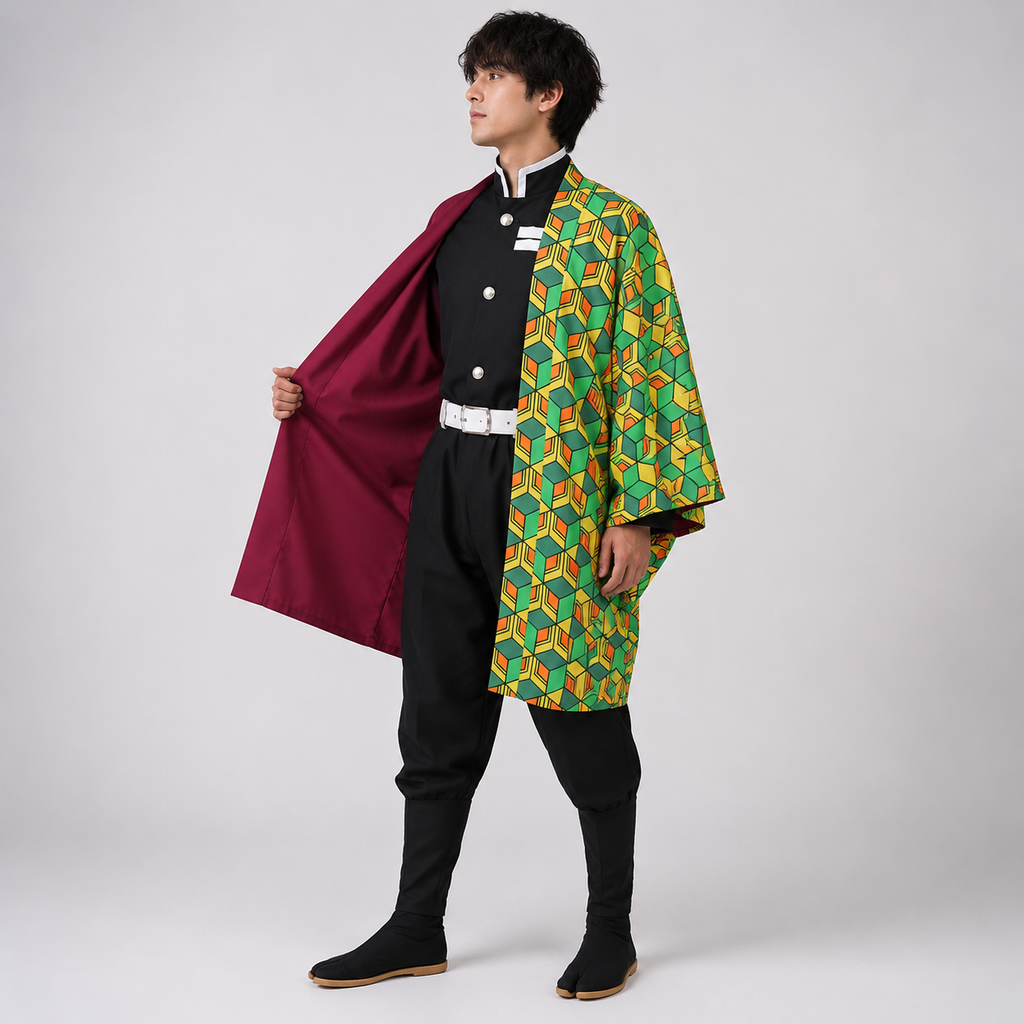 Kids' Halloween Anime Cosplay Costume with Haori Jacket and Character for Party - Image 2
