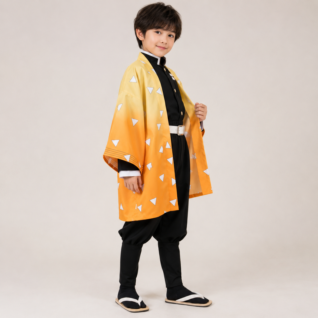 Kids' Halloween Anime Cosplay Costume with Haori Jacket and Fox for Character Party Dress-Up - Image 2