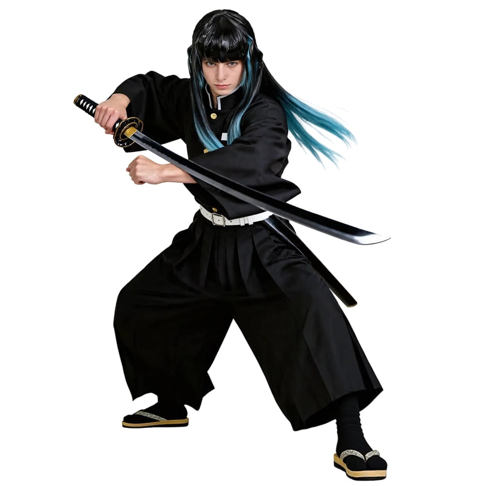 Kids' Halloween Anime Cosplay Costume with High Collar Jacket Wide-Leg Pants and Gold Buttons - Image 1