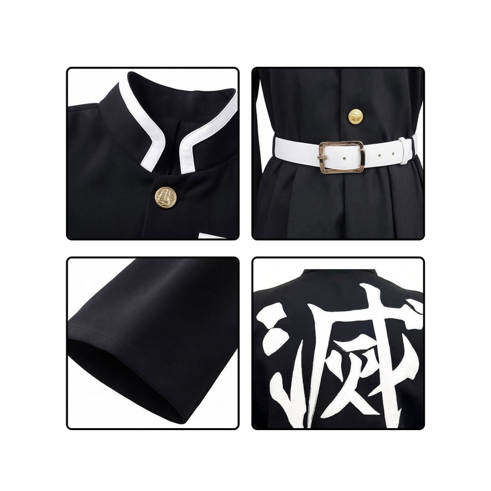 Kids' Halloween Anime Cosplay Costume with High Collar Jacket Wide-Leg Pants and Gold Buttons - Image 6