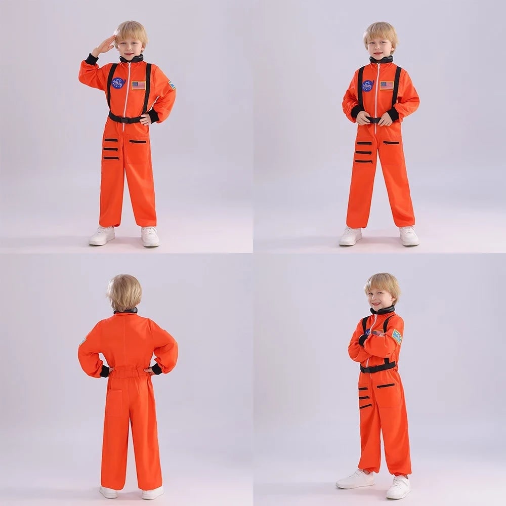 Kids' Halloween Astronaut Costume Suit Patches Full Jumpsuit for Space Explorer Party - Image 4