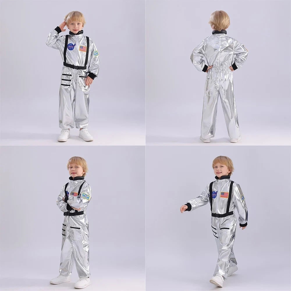 Kids' Halloween Astronaut Costume Suit Patches Full Jumpsuit for Space Explorer Party - Image 6