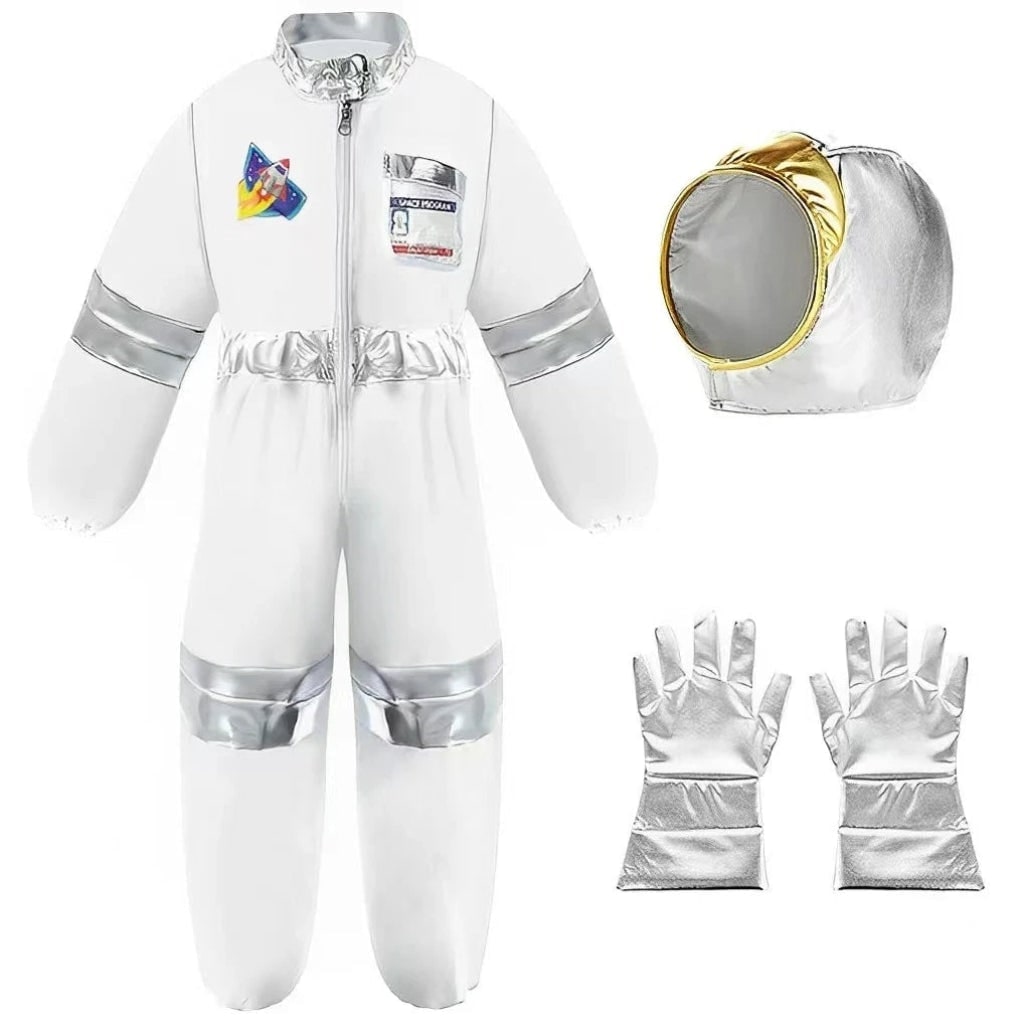 Kids' Halloween Astronaut Costume Suit with Helmet and Gloves for Space Explorer Role Play - Image 2