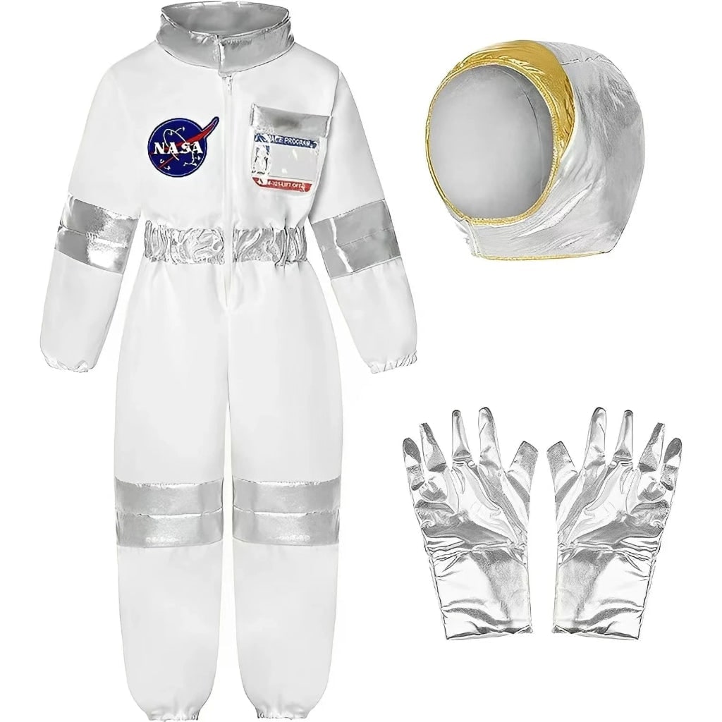 Kids' Halloween Astronaut Costume Suit with Helmet and Gloves for Space Explorer Role Play - Image 3