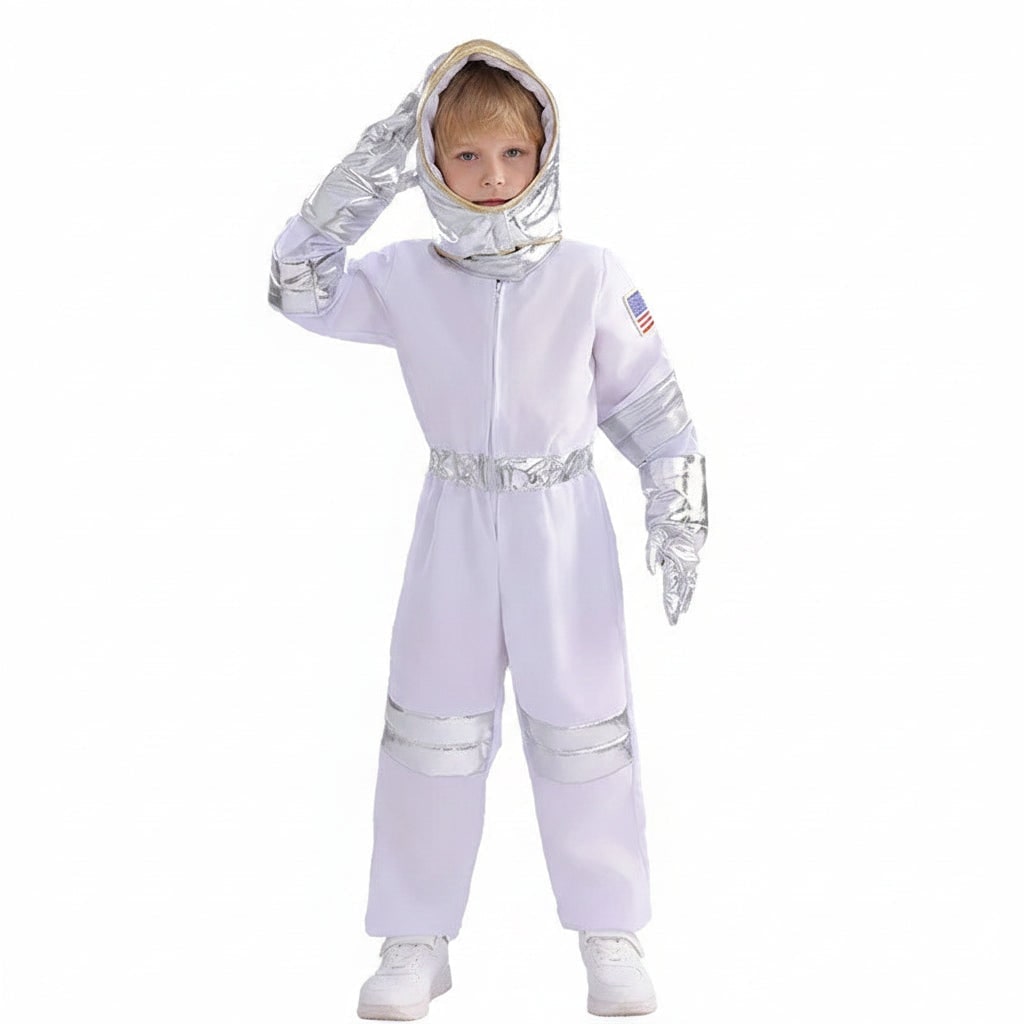 Kids' Halloween Astronaut Suit Costume for Space Patches and Jumpsuit Design Female - Image 5