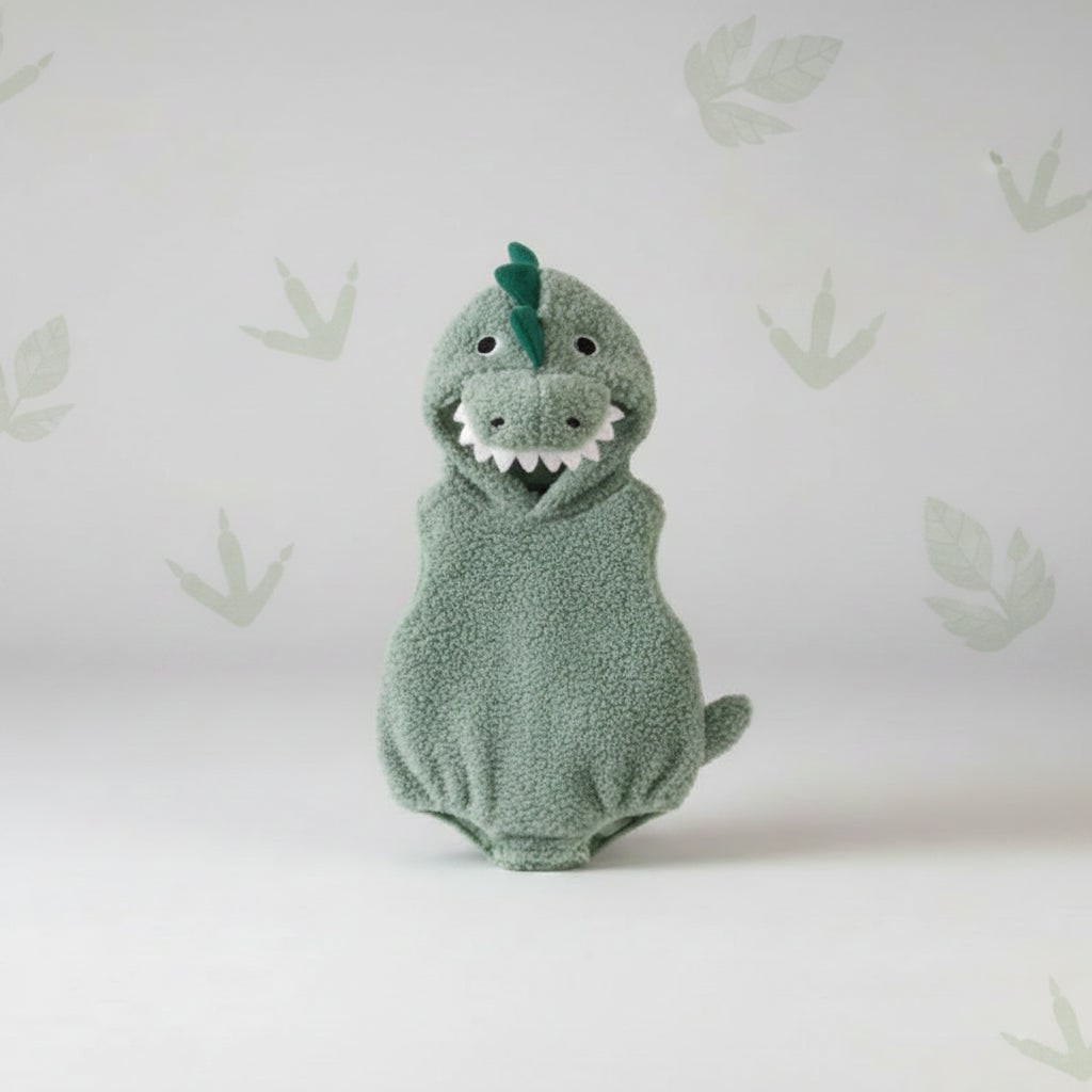 Kids' Halloween Baby Dinosaur Costume Hooded Romper with Spikes and Tail for Toddler T-Rex - Image 4