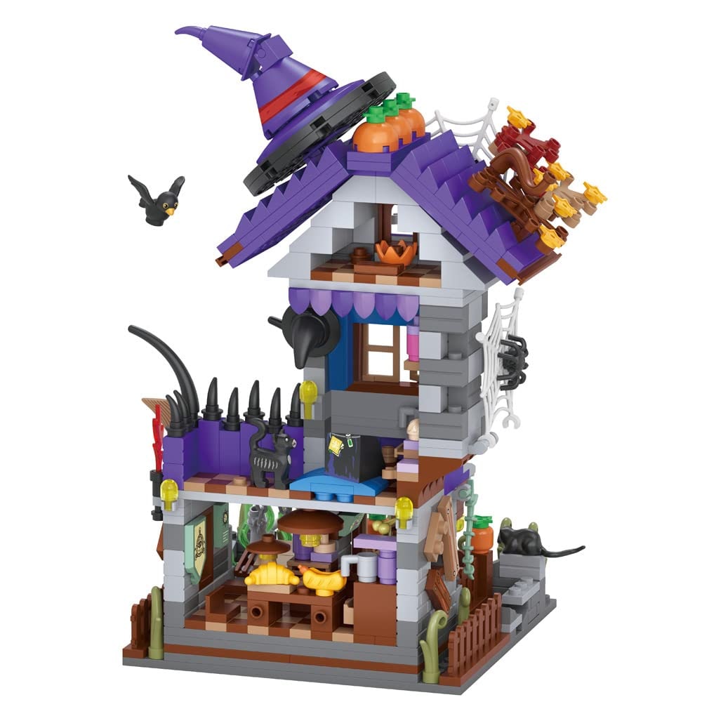 Kids' Halloween Building Blocks Magnetic Tiles Toy Set with Pumpkin House and Spooky Figures - Image 8