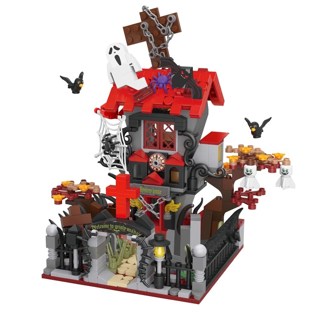 Kids' Halloween Building Blocks Magnetic Tiles Toy Set with Pumpkin House and Spooky Figures - Image 9