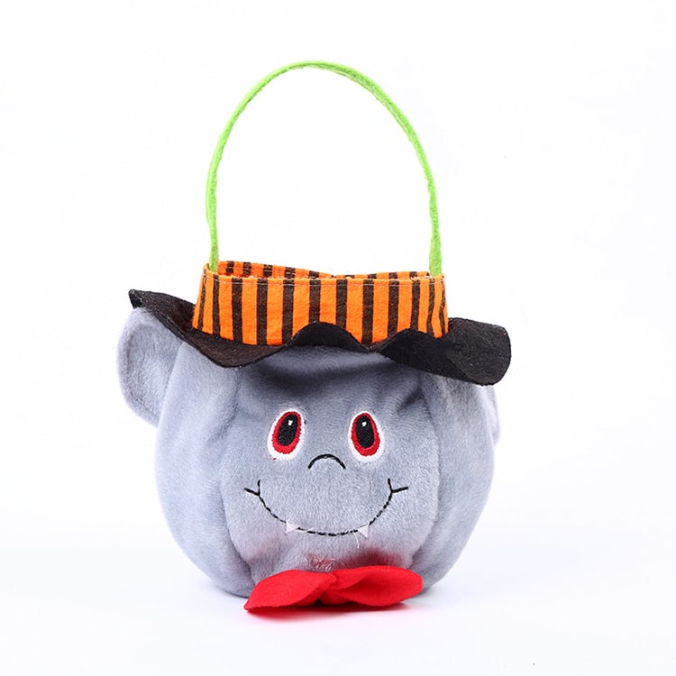 Kids' Halloween Candy Bag and Trick or Treat with Plush Velour Character Design and Felt Handle - Image 1