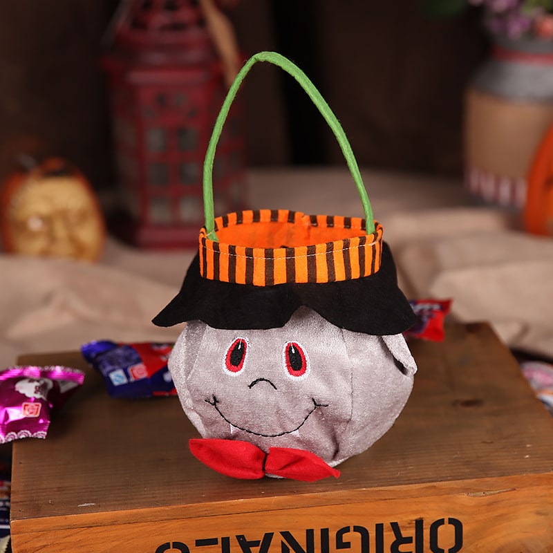 Kids' Halloween Candy Bag and Trick or Treat with Plush Velour Character Design and Felt Handle - Image 2