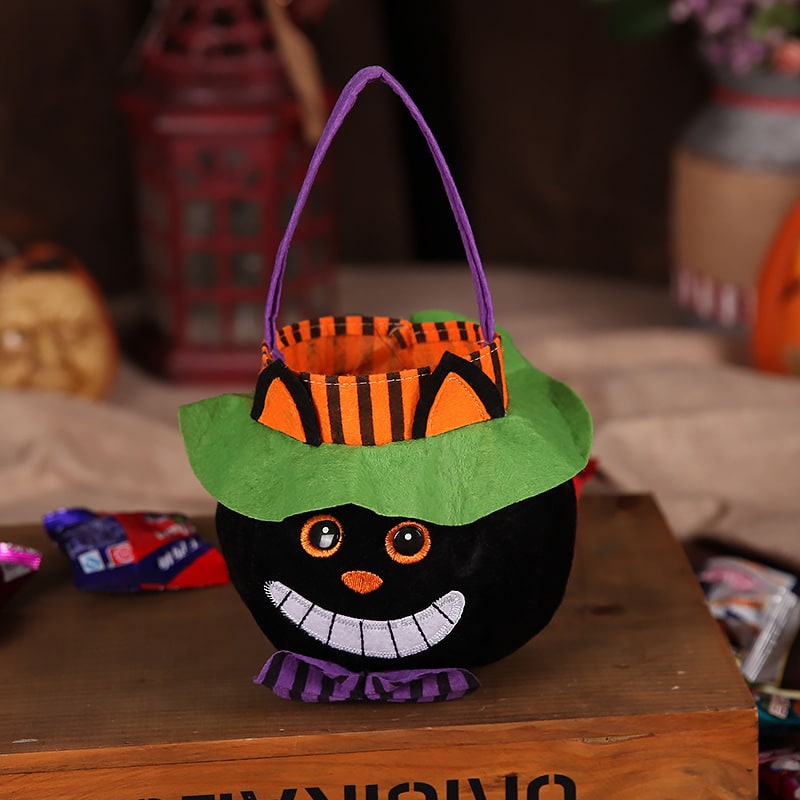 Kids' Halloween Candy Bag and Trick or Treat with Plush Velour Character Design and Felt Handle - Image 5
