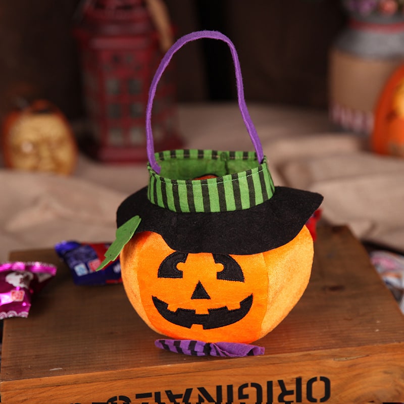 Kids' Halloween Candy Bag and Trick or Treat with Plush Velour Character Design and Felt Handle - Image 6