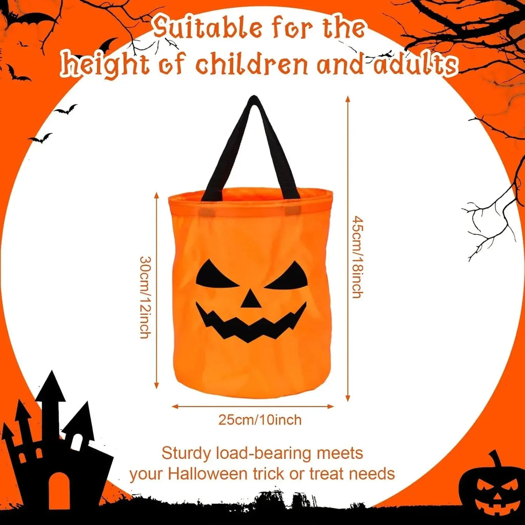 Kids' Halloween Candy Bucket and Bag with LED Light-Up Jack-O'-Lantern Pumpkin Pail for Trick or Treat - Image 6