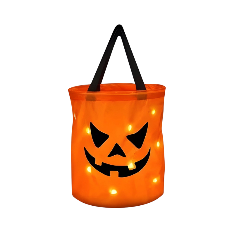 Kids' Halloween Candy Pumpkin Bucket with LED Lights and Handle for Trick or Treat Basket - Image 1