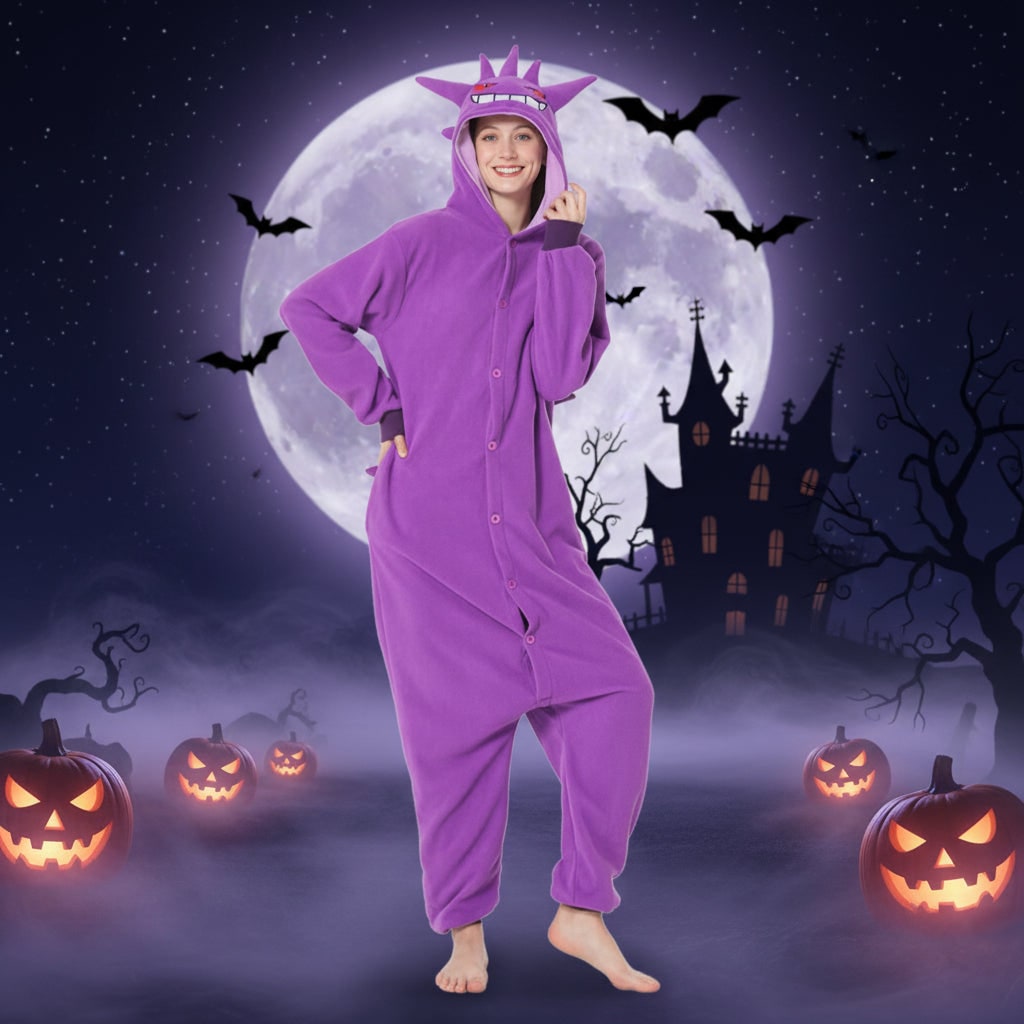 Kids' Halloween Christmas Onesie Pajamas with Character Hood and Fleece for Xmas Party - Image 1