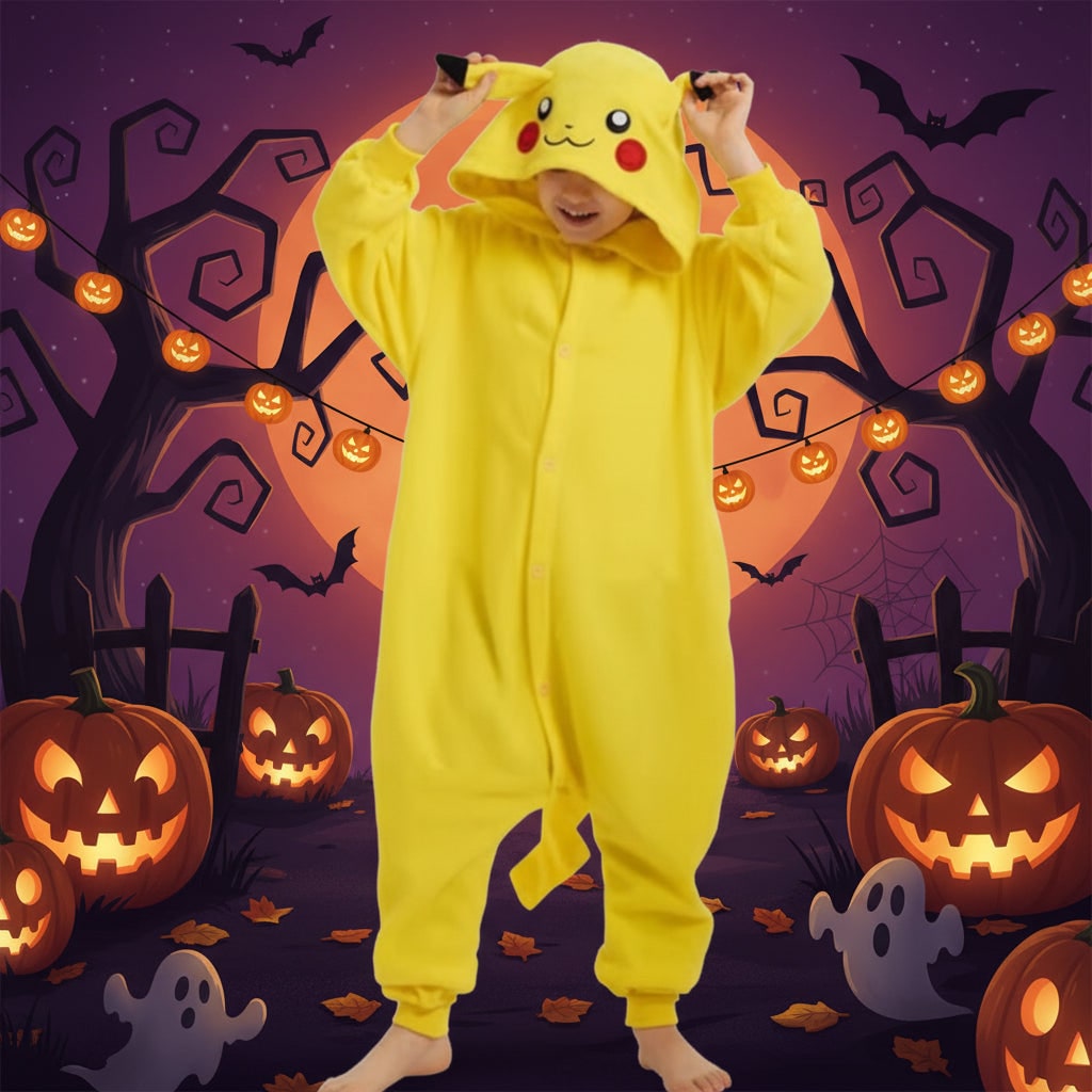 Kids' Halloween Christmas Onesie Pajamas with Character Hood and Fleece for Xmas Party - Image 2