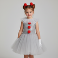 Kids' Halloween Clown Costume Outfit Female with Tutu Dress Hair Clips Gloves and Collar for Party - Image 1
