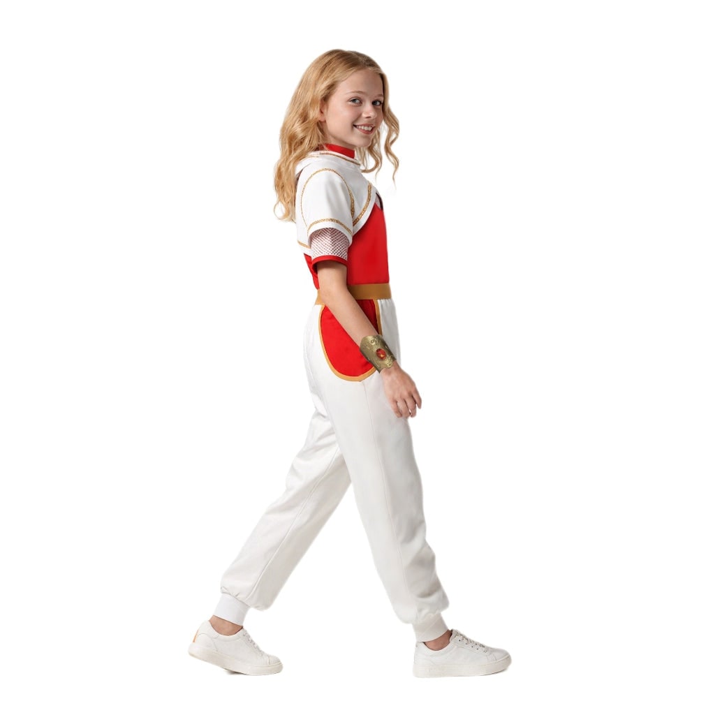 Kids' Halloween Cosplay Costume Jumpsuit with Asymmetrical Sleeves Gold Wrist Cuff Blonde - Image 5