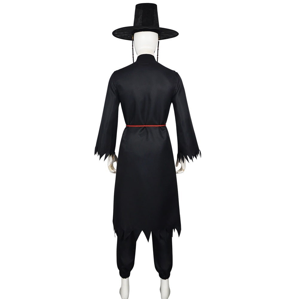 Kids' Halloween Cosplay Costume Korean Traditional Hanbok with Hat Accessories and Silver Chain Details - Image 10