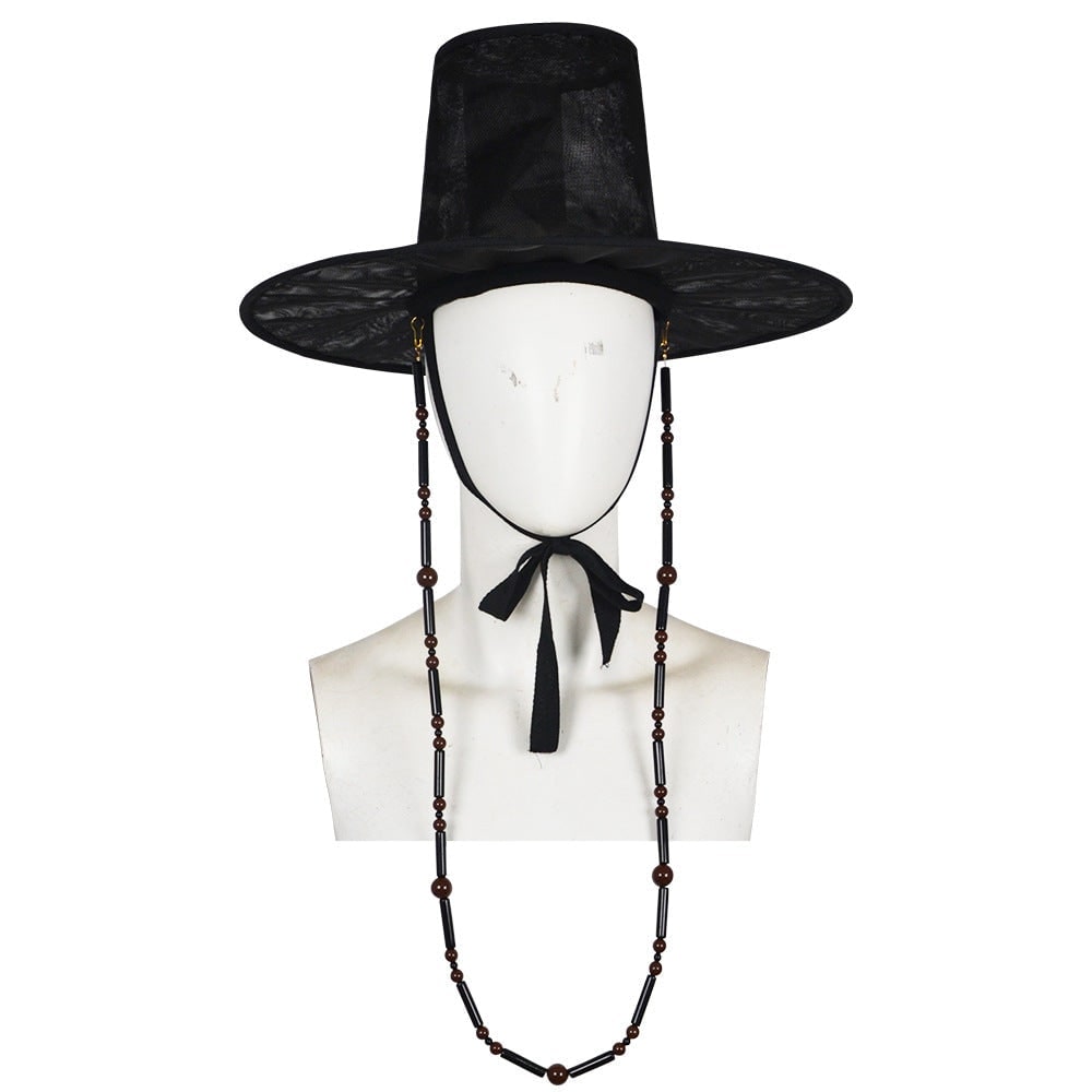 Kids' Halloween Cosplay Costume Korean Traditional Hanbok with Hat Accessories and Silver Chain Details - Image 4