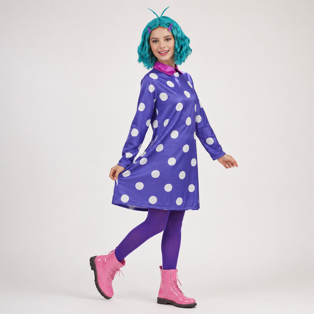 Kids' Halloween Cosplay Costume Polka Dot Dress with and Tights for Party and Themed Events - Image 1