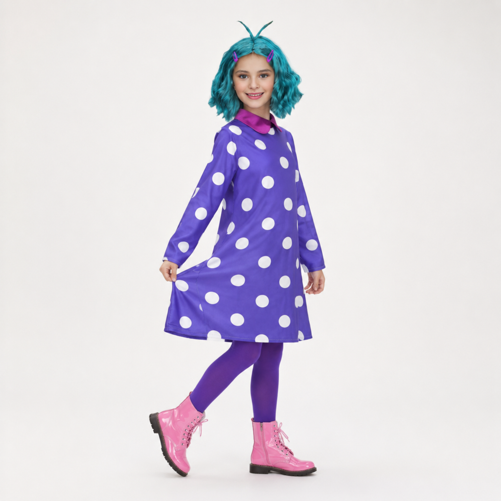 Kids' Halloween Cosplay Costume Polka Dot Dress with and Tights for Party and Themed Events - Image 2