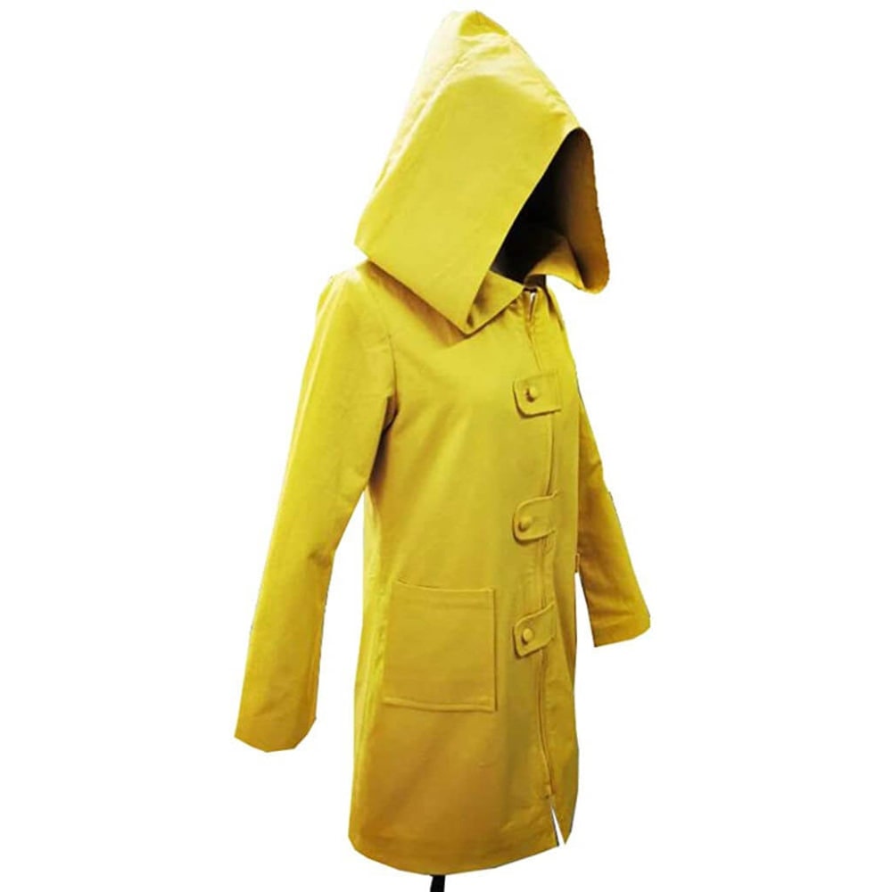 Kids' Halloween Cosplay Costume Yellow Raincoat Jacket with Hooded Design and Front Zipper Closure - Image 4