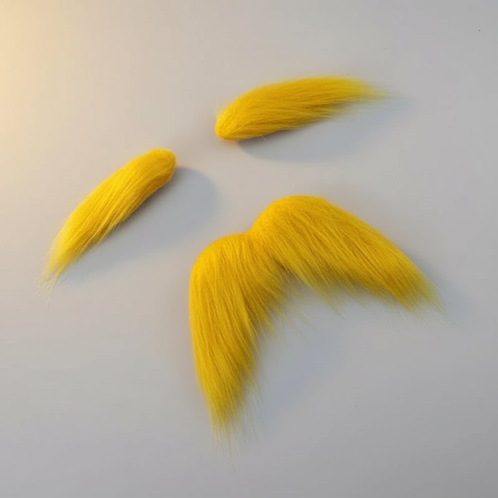 Kids' Halloween Costume Mustache and Fake Beard with Self Adhesive Eyebrows Set Bushy Yellow - Image 1