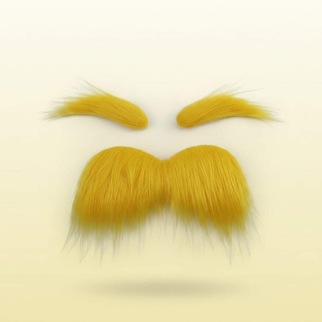 Kids' Halloween Costume Mustache and Fake Beard with Self Adhesive Eyebrows Set Bushy Yellow - Image 2