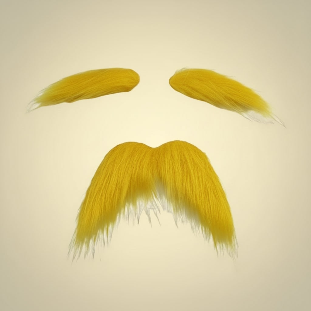 Kids' Halloween Costume Mustache and Fake Beard with Self Adhesive Eyebrows Set Bushy Yellow - Image 4