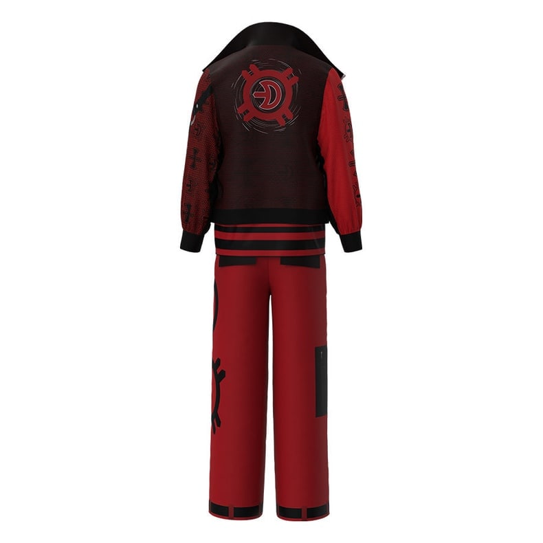 Kids' Halloween Costume Vampire Cosplay Set with High Collar Jacket and Striped Tee - Image 6