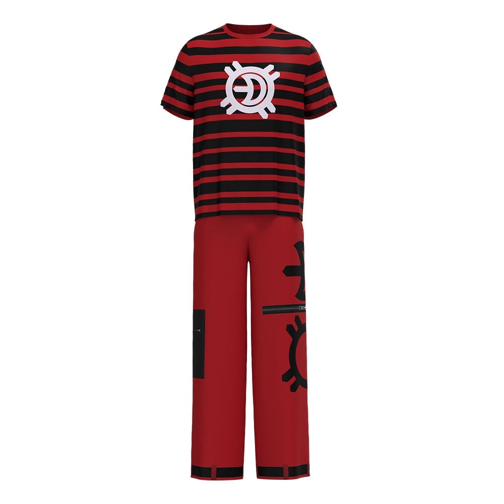 Kids' Halloween Costume Vampire Cosplay Set with High Collar Jacket and Striped Tee - Image 8