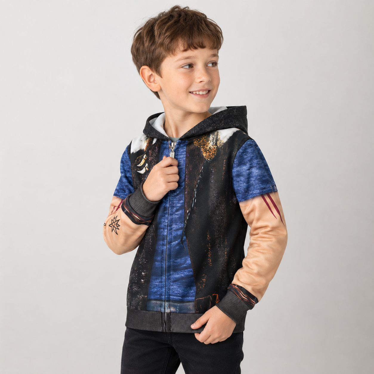 Kids' Halloween Costume Witch Character and Zip-Up with Printed Design Funny - Image 4