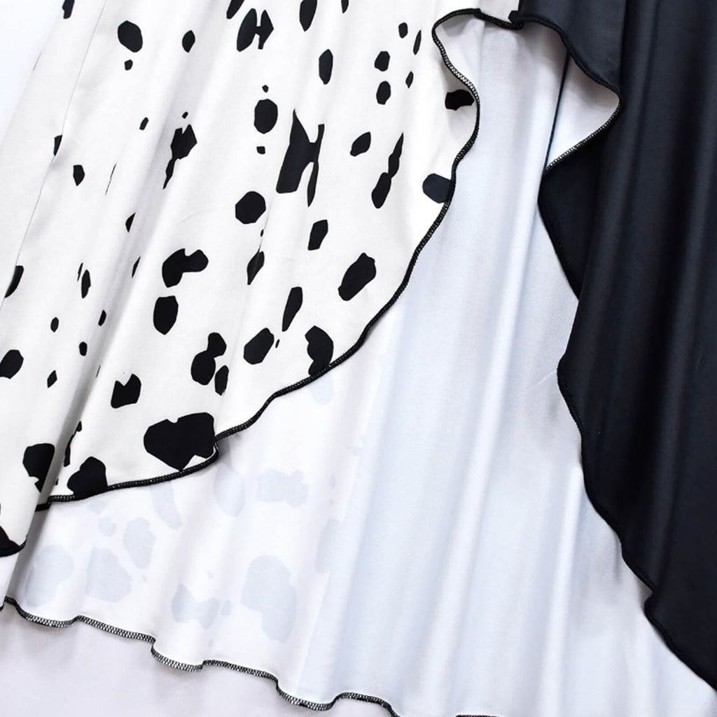 Kids' Halloween Cruella De Vil Costume with Split Black and White Dress Cape - Image 8