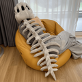 Kids' Halloween Dinosaur Costume Skull Cap Beanie with Plush Skeleton Spine Tail and 3D Bone Details - Image 1